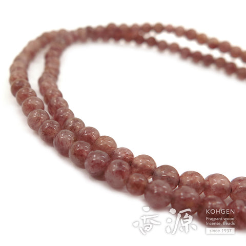 Women's Strawberry Quartz Prayer Beads, Double-Wrap