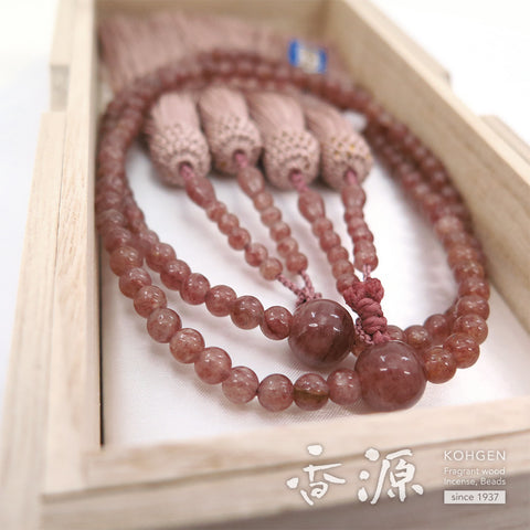 Women's Strawberry Quartz Prayer Beads, Double-Wrap