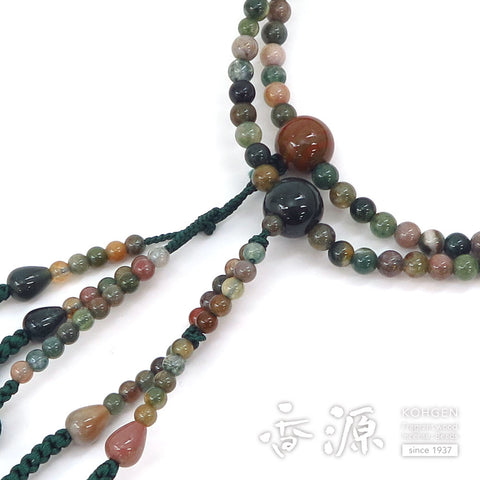 Women's Prayer Beads, Indian Agate, Nichiren Sect, 8-Sun Hokke Style, Matching Set