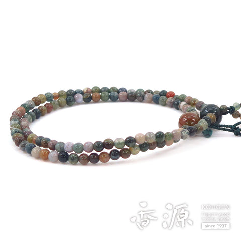 Women's Prayer Beads, Indian Agate, Nichiren Sect, 8-Sun Hokke Style, Matching Set