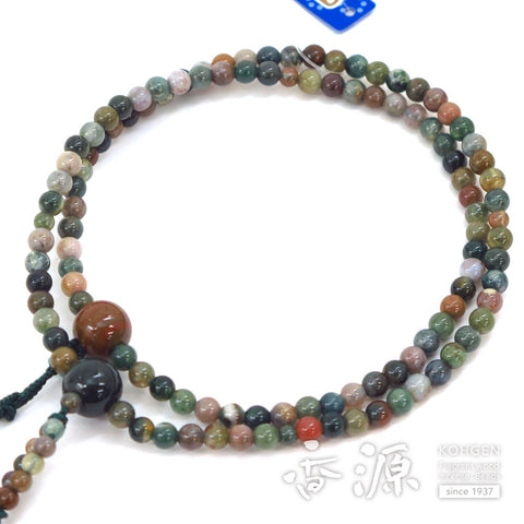 Women's Prayer Beads, Indian Agate, Nichiren Sect, 8-Sun Hokke Style, Matching Set