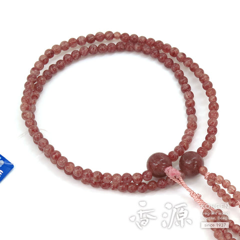 Women's prayer beads, strawberry quartz