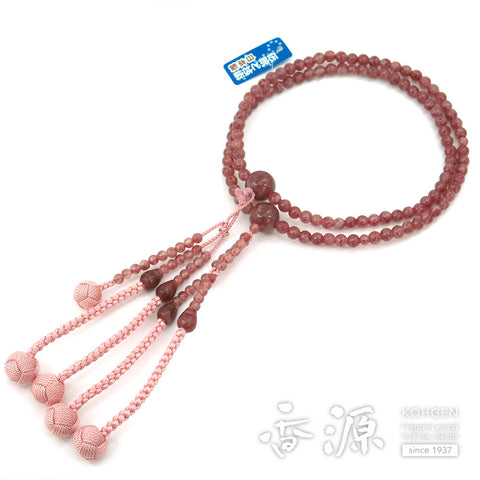 Women's prayer beads, strawberry quartz