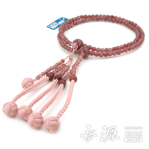 Women's prayer beads, strawberry quartz