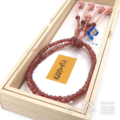 Women's prayer beads, strawberry quartz