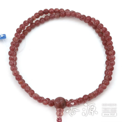 Women's Prayer Beads, Strawberry Quartz, Rinzai Sect, 8-Sun, Matching Set