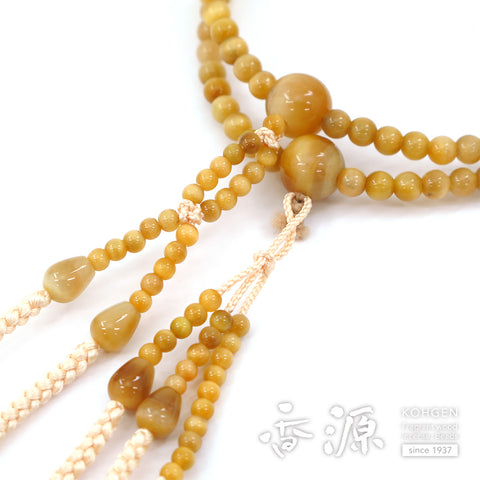 Women's White Tiger's Eye Prayer Beads, Nichiren Sect, Limited Edition