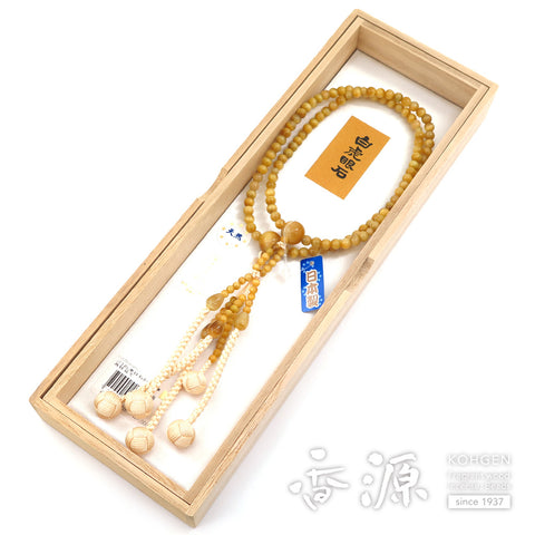 Women's White Tiger's Eye Prayer Beads, Nichiren Sect, Limited Edition