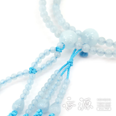 Women's Aquamarine Prayer Beads, Nichiren Sect