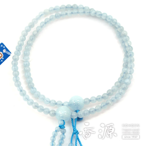 Women's Aquamarine Prayer Beads, Nichiren Sect