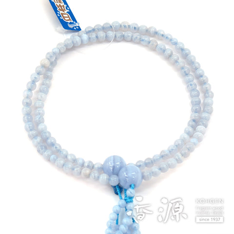 Women's Prayer Beads, Chalcedony, Nichiren Sect, 8-Sun Hokke Style
