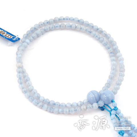 Women's Prayer Beads, Chalcedony, Nichiren Sect, 8-Sun Hokke Style
