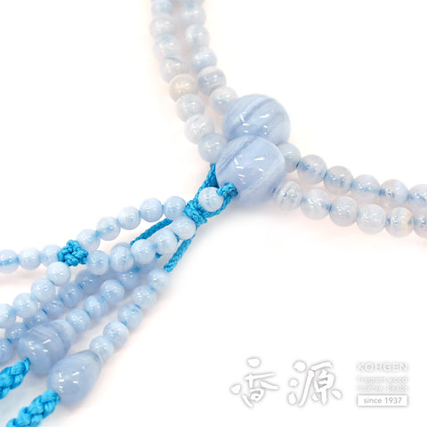 Women's Prayer Beads, Chalcedony, Nichiren Sect, 8-Sun Hokke Style