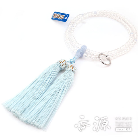 Women's prayer beads, crystal, chalcedony finish