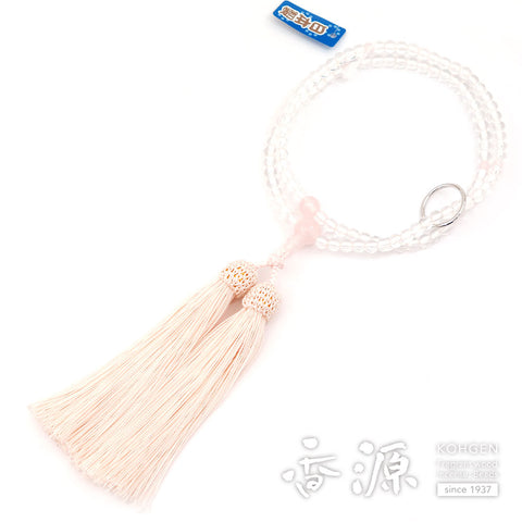 Women's Crystal Prayer Beads, Rose Quartz, Soto Sect