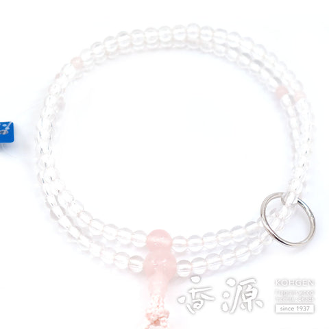 Women's Crystal Prayer Beads, Rose Quartz, Soto Sect