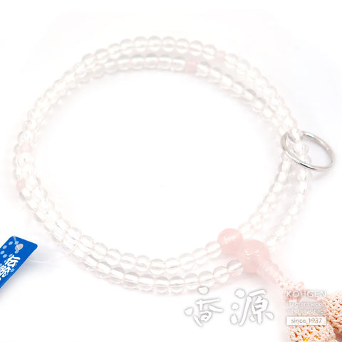 Women's Crystal Prayer Beads, Rose Quartz, Soto Sect