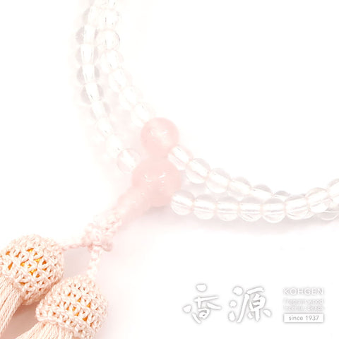 Women's Crystal Prayer Beads, Rose Quartz, Soto Sect