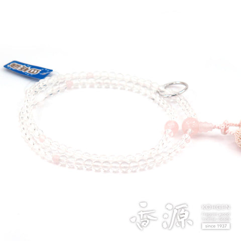 Women's Crystal Prayer Beads, Rose Quartz, Soto Sect