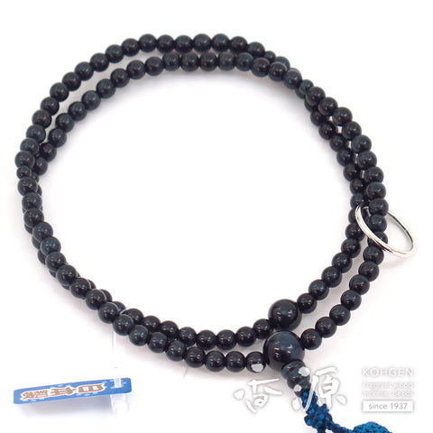 Women's prayer beads, blue tiger's eye, Soto Zen sect