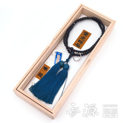 Women's prayer beads, blue tiger's eye, Soto Zen sect