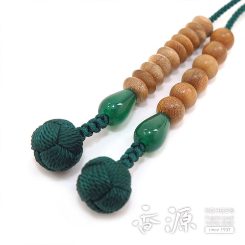 Men's Prayer Beads, Japanese Cherry Wood, Jodo Sect, Sanman Jodo Style, Blue Agate Finish