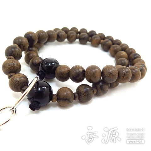 Men's Prayer Beads, Siamese Ebony, Jodo Sect, Sanman Jodo Style, Black Onyx Finish