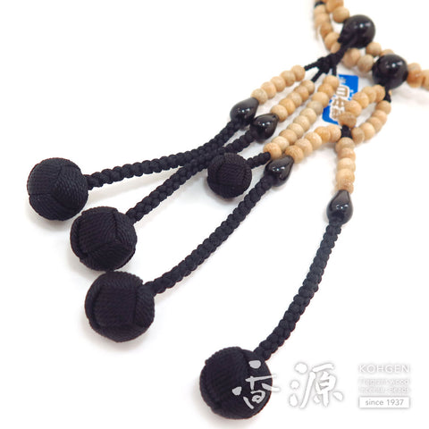 Men's Prayer Beads, Holly, Nichiren Sect, Shaku Hokke Style, Black Onyx Finish