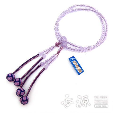 Women's Prayer Beads, Lavender Amethyst, Shingon Sect, 8-Sun Furiwake Style, Matching Set