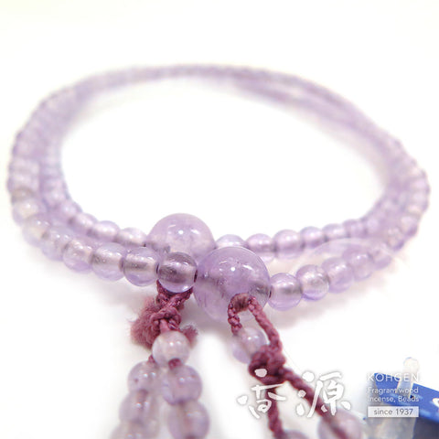 Women's Prayer Beads, Lavender Amethyst, Shingon Sect, 8-Sun Furiwake Style, Matching Set