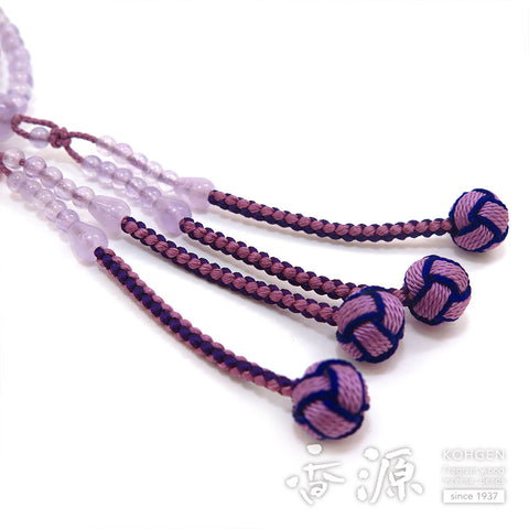 Women's Prayer Beads, Lavender Amethyst, Shingon Sect, 8-Sun Furiwake Style, Matching Set