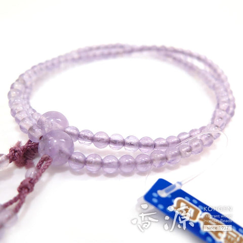 Women's Prayer Beads, Lavender Amethyst, Shingon Sect, 8-Sun Furiwake Style, Matching Set