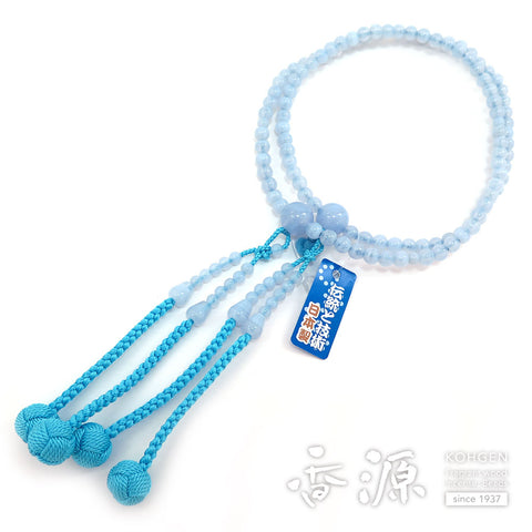 Women's Prayer Beads, Chalcedony, Shingon Sect, 8-Sun Furiwake Style, Matching Set