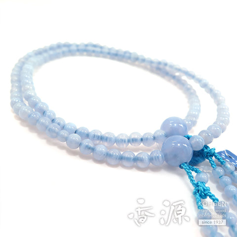 Women's Prayer Beads, Chalcedony, Shingon Sect, 8-Sun Furiwake Style, Matching Set