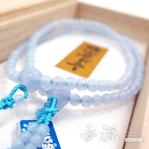 Women's Prayer Beads, Chalcedony, Shingon Sect, 8-Sun Furiwake Style, Matching Set