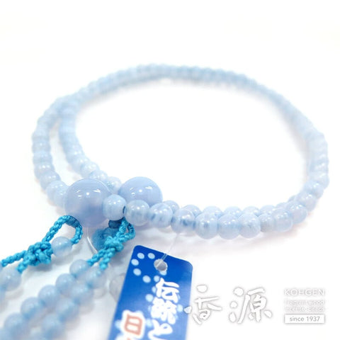 Women's Prayer Beads, Chalcedony, Shingon Sect, 8-Sun Furiwake Style, Matching Set