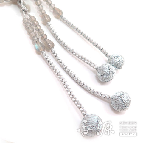 Women's Prayer Beads, Labradorite, Shingon Sect, 8-Sun Furiwake Style, Matching Set