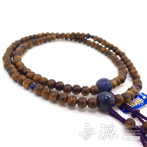 Men's Prayer Beads, Sendan Sandalwood (Subiki), Shingon Sect, Shaku-Ni Furiwake Style, Sodalite Finish
