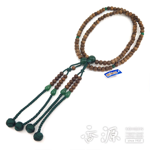 Men's prayer beads, Jindai cedar, blue agate, Shingon sect