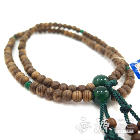 Men's prayer beads, Jindai cedar, blue agate, Shingon sect