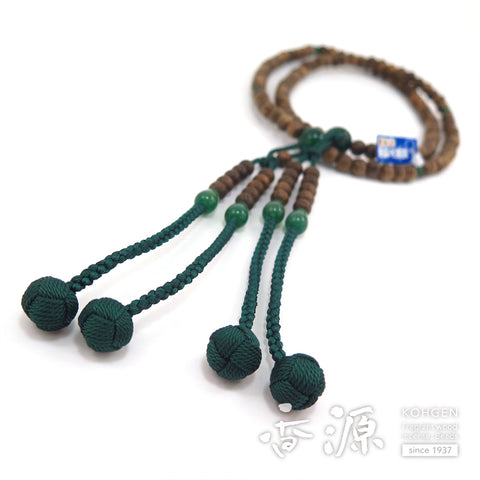 Men's prayer beads, Jindai cedar, blue agate, Shingon sect