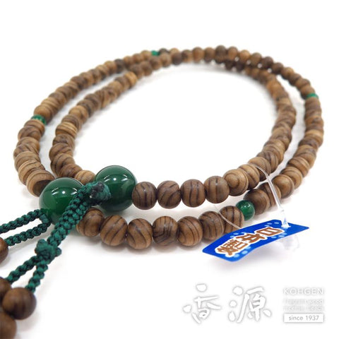 Men's prayer beads, Jindai cedar, blue agate, Shingon sect