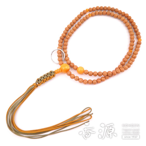 Men's Prayer Beads, Tenjiku Bodhi Seed, Soto Zen Sect, Shaku-Ni Length, Aged Amber Finish