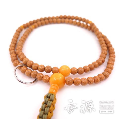 Men's Prayer Beads, Tenjiku Bodhi Seed, Soto Zen Sect, Shaku-Ni Length, Aged Amber Finish