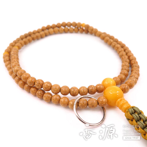 Men's Prayer Beads, Tenjiku Bodhi Seed, Soto Zen Sect, Shaku-Ni Length, Aged Amber Finish