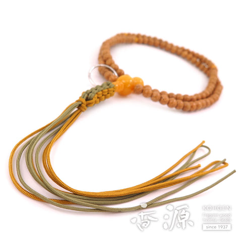 Men's Prayer Beads, Tenjiku Bodhi Seed, Soto Zen Sect, Shaku-Ni Length, Aged Amber Finish