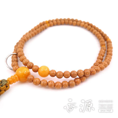 Men's Prayer Beads, Tenjiku Bodhi Seed, Soto Zen Sect, Shaku-Ni Length, Aged Amber Finish