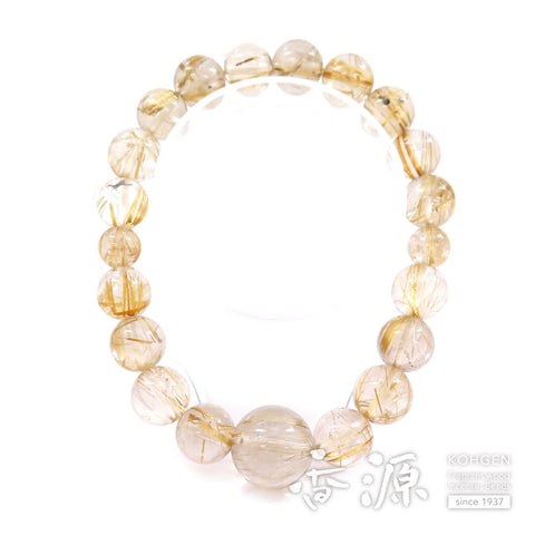 Rutile (crystal with gold thread) 11mm beads 18 beads bracelet, limited edition