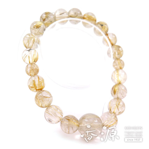 Rutile (crystal with gold thread) 11mm beads 18 beads bracelet, limited edition