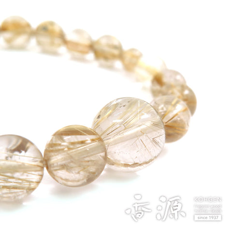 Rutile (crystal with gold thread) 11mm beads 18 beads bracelet, limited edition
